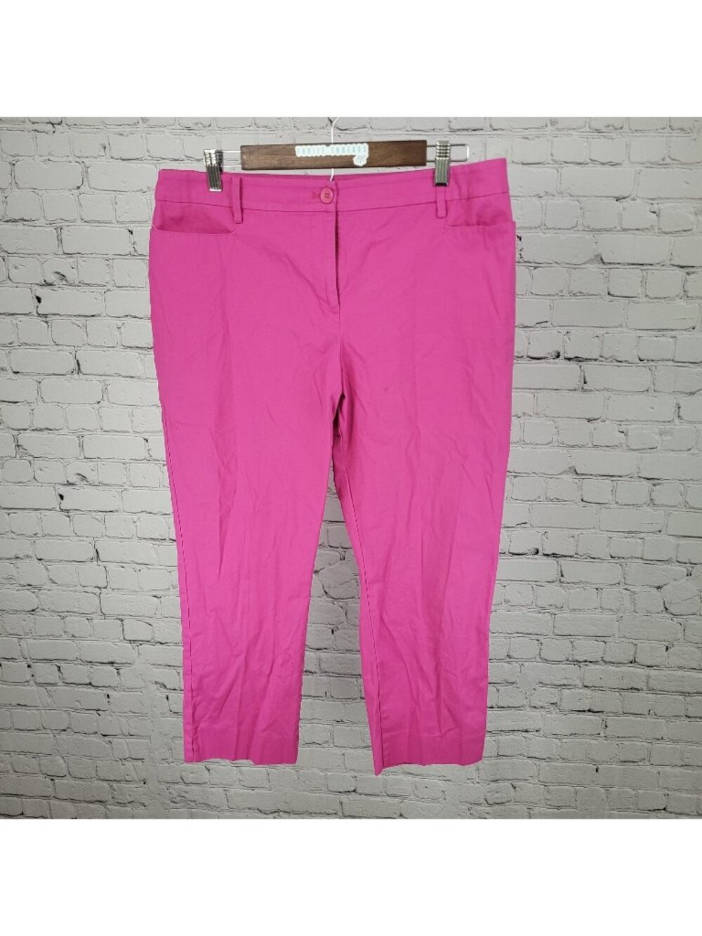 Talbots Pink Cotton Stretch Mid Rise Cropped Chino Pants Size 14P (33x23.5)